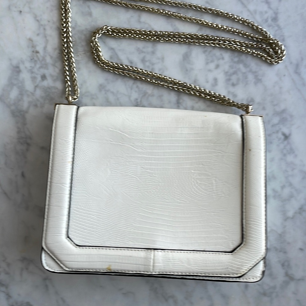 White Topshop Handbag Faux Croc with adjustable chain